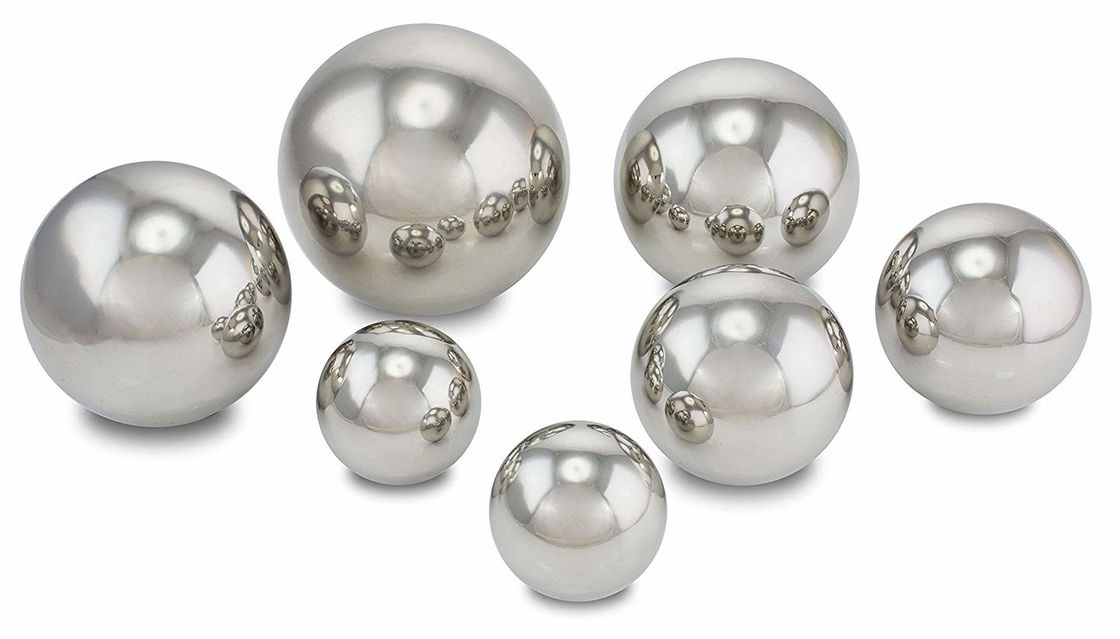 China Bola de metal sólida de la esfera del jardín de 7 pedazos 2 3/8&quot; - 4 3/4&quot; plata pulida espejo fábrica